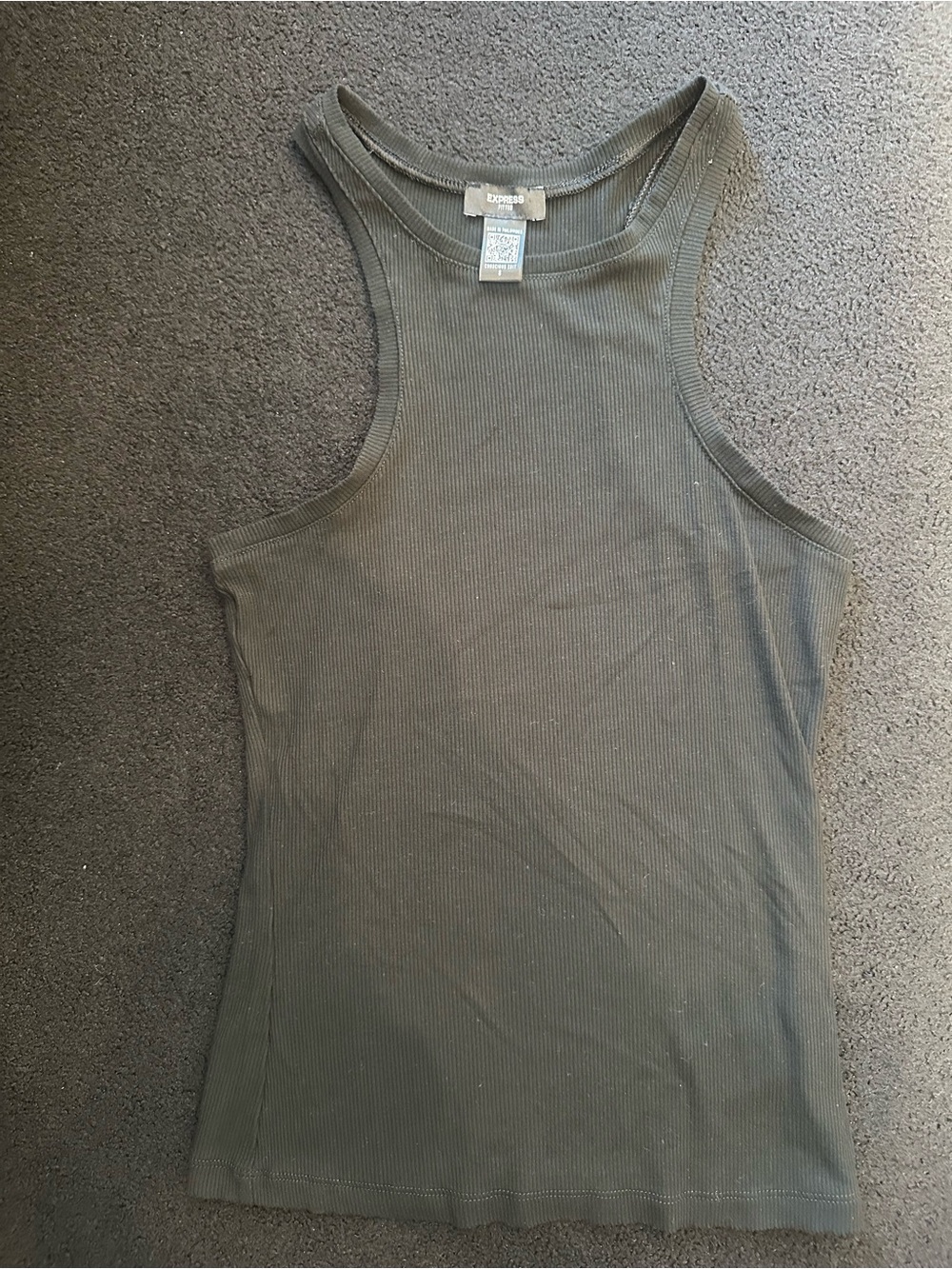 Express Essential Fitted Ribbed High Neck Sleeveless Tank
